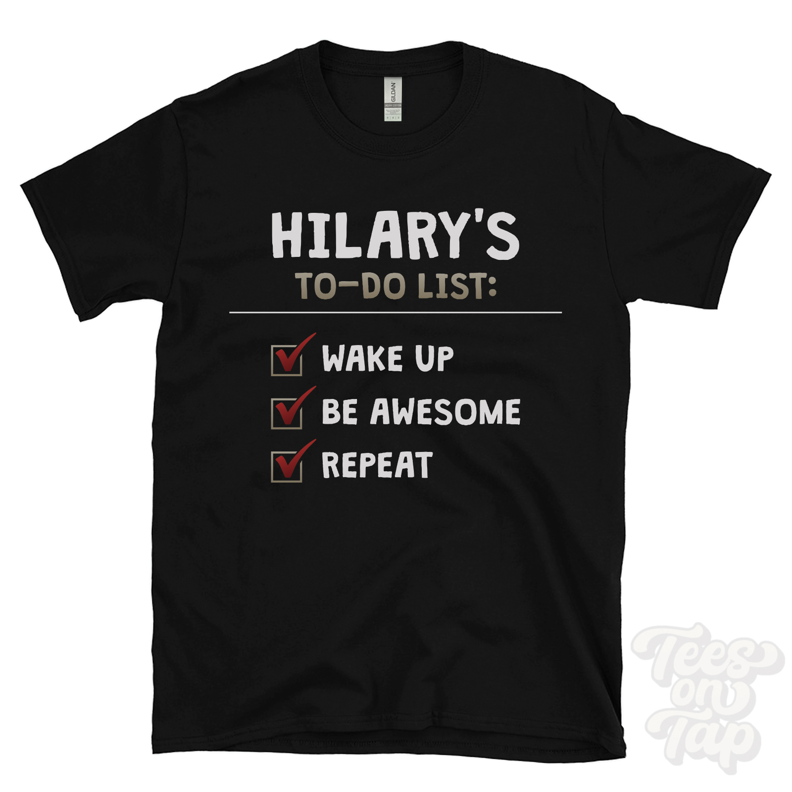 HILARY'S TO DO LIST WAKE UP BE AWESOME REPEAT T-SHIRT funny name gift idea - Picture 5 of 6