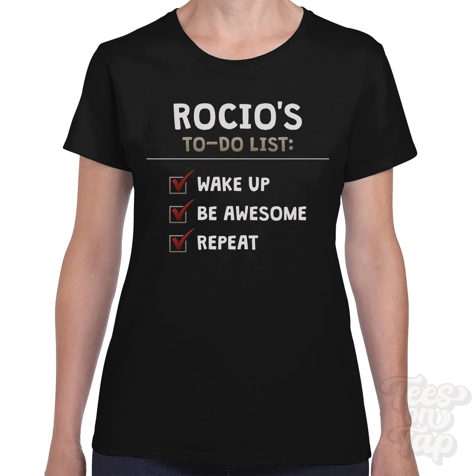 ROCIO'S TO DO LIST WAKE UP BE AWESOME REPEAT T-SHIRT funny name gift idea - Picture 6 of 6